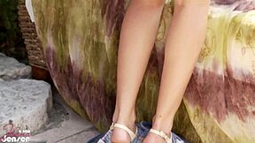 Jelena Jensen teases big tits while masturbating outdoors 😏