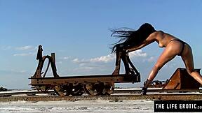 Sleepless teen rubs clit under dim light