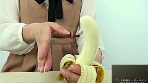 Asian Girl Crushes Banana In Hand Fetish!