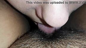 Lesbian Brunette Eats Hairy Wet Pussy Close Up with Orgasm