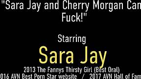 Sara jay and cherry morgan are deepthroating and fucking in this threesome