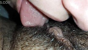 Lesbian Brunette Eats Hairy Wet Pussy Close Up with Orgasm