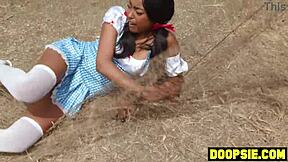 big ass ebony thief punished by trannies