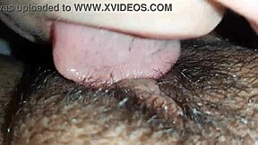 Lesbian Brunette Eats Hairy Wet Pussy Close Up with Orgasm