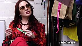 Spicy Ginger Milf Caught Stealing Pills In Office Striptease