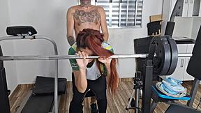 Employees in crossdressing attire engage in softcore activities at the office warehouse outdoors