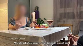 My husband jerks off hidden under the table while talking to my step mom