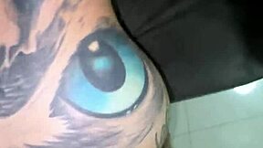 Girl with split tongue deepthroats and takes cum on face