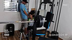 Employees in crossdressing attire engage in softcore activities at the office warehouse outdoors