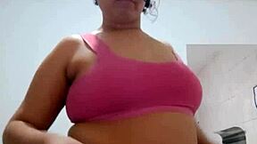 Naughty nymph plays pussy dancing funk