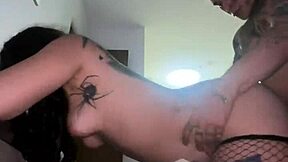 Girl with split tongue deepthroats and takes cum on face