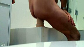 huge dildo stretches tight pussy with intense toy action