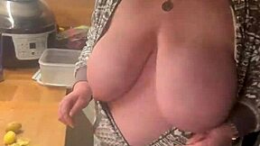 Big Tits MILF in Kitchen Lingerie