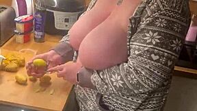 Big Tits MILF in Kitchen Lingerie