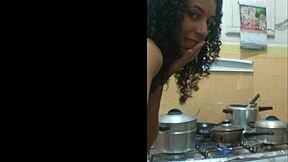 married latina bride sucks in the kitchen during wedding