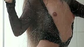 Stunning Blonde And Gorgeous Brunette Undress In Lingerie For Big Ass Masturbation And Cunilingus In Shower.