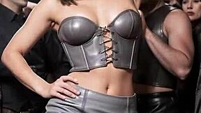 Dirty After Work - AI Leather Skirt Tease in Public