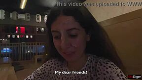 i cum on a girl's face in a public sushi bar and she eats rolls with cum on her face