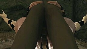 Fat chubby elf rides monster cock in bondage fantasy