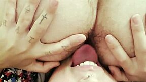Sloppy upside down rimming with ball licking gagging domination teasing slave