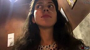 i cum on a girl's face in a public sushi bar and she eats rolls with cum on her face