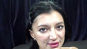 beautiful blowbang threesome with missionary fucking, big cocks cumming in mouth and close-up cumshots