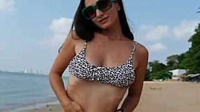 Petite 18+ in Summer Bikini Awaits on Beach Today