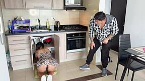 Busty milf takes stepson's cock by mistake.