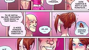 Russian comic with big tits in erotic audio adventure featuring boobs and tits