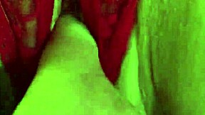 Shaved Pussy in Wet Red Thongs Masturbating