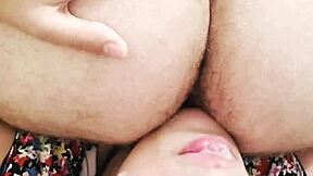 Sloppy upside down rimming with ball licking gagging domination teasing slave