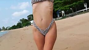 Petite 18+ in Summer Bikini Awaits on Beach Today