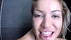 Gorgeous blonde feels intense pleasure getting fucked in the shower