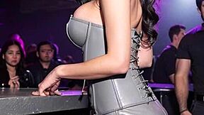 Dirty After Work - AI Leather Skirt Tease in Public