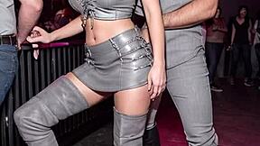 Dirty After Work - AI Leather Skirt Tease in Public