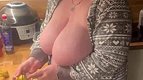 Big Tits MILF in Kitchen Lingerie