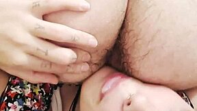 Sloppy upside down rimming with ball licking gagging domination teasing slave