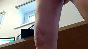 Skinny petite Candie Cross sucks dick backstage in fishnets.