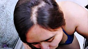 Bored Neighbor Gives Free Blowjob In Hallway And Balcony Pov.