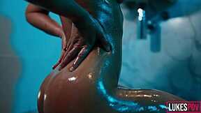 Athletic pornstar with small waist gets blowjob and cum on big tits