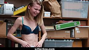 Little devil shoplifter catarina petrov gets caught, handcuffed, and strip searched by the officer