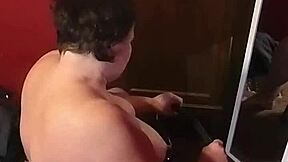 big ass milf hints at orgasm on dildo chair