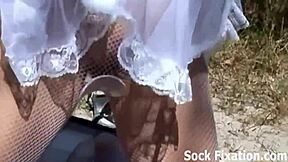 Watching Lesbian Pantyhose Orgy with Footjob and Jerk Off