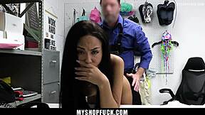 loss prevention officer catches shoplifter for quick pov fuck