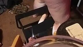 big ass milf hints at orgasm on dildo chair