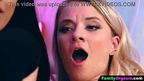 Fathers engage in bisexual 4some with their schoolgirl stepdaughters, using toys in missionary for intense orgasms and creampies