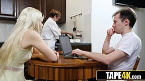 Stepsis Sucks Stepbros Small Dick Under Table