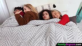 familyorgasm - siblings and their stepsister are freezing and need to warm up
