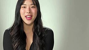 petite korean teen elle lee with perfect ass fingers herself in solo masturbation session late at night