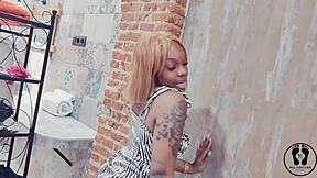 Stripper Club Dancing: Ebony Twerking, Body Shaking In Sexy Dress